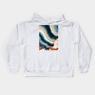 Geode Blue Mineral and Gold Texture Kids Hoodie